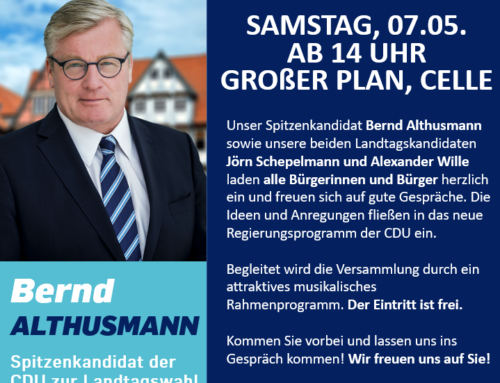 Ankündigung: Marktplatz-Tour mit Bernd Althusmann in Celle
